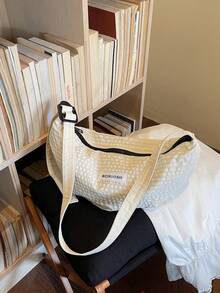 Women's Zebra Print Crescent Bag, Suitable For Daily Commute, Travel, Shopping, And Strolling - White - View 5