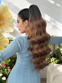 Extensión de cola de caballo sintética termoplástica ondulada de 24 pulgadas de largo, extensión de cola de caballo con clip para uso diario - Multicolor - Ver 7