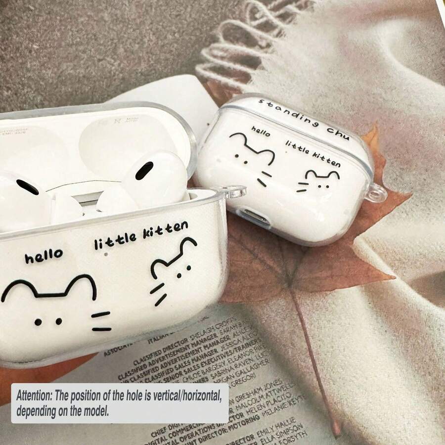 1 Bộ ốp lưng bảo vệ điện thoại Apple thiết kế hình mèo vẽ đường nét, trong suốt. - Nhiều màu - Xem 1