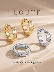 1 par de pendientes elegantes con forma de corazón, de plata de ley 925, joyería delicada para uso diario de mujeres - Pendientes de diamantes en forma de corazón - Ver 2