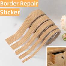 1 Rollo de 10m/393.7in Cenefa decorativa autoadhesiva, con patrón de grano de madera, para muebles, gabinetes, sellado de bordes de armarios - A - Ver 6