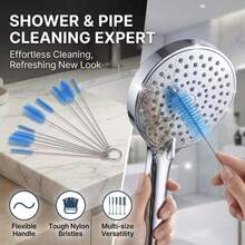10pcs Multi-Functional Crevice Cleaning Brush Set, Stainless Steel Bendable Long Handle Soft Bristle Brush For Air Conditioner, Car Interior, Shower Head, Pipe, Bottle, Straw And Deep Cleaning - Multiple Styles - View 4
