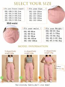 Plus Size Elegant Casual Commuter Simple Cute Y2K Loose Straight Leg Non-Stretch Lightweight Cargo Pants, Suitable For Teacher's Day, Graduation, Outing, Vacation, Club, Office, Gym, Beach, Back To School, Birthday Party, Travel, Country Music Festival, Airport, Spring, Summer, Autumn, Winter - Pink - View 4