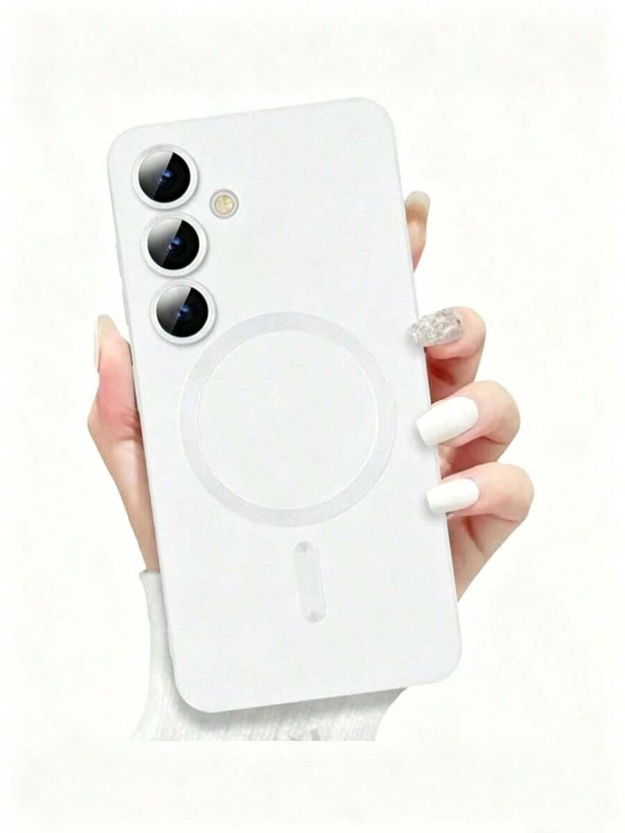 适用于三星 Galaxy S24 S25 S22 S23 Ultra Plus S20 S21 FE Note 20 A35 A55 A05 A15 的奢华磁吸手机壳，采用柔软的 TPU 材质 - 白色 - 查看 1