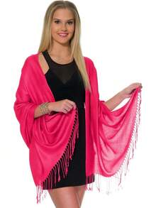 Shawls And Wraps Evening Dresses, Large Soft  Wedding Shawl - 紫紅色 - 查看 4