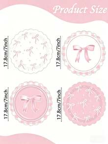 Party Tableware Set With Bow And Floral Patterns, Including Dessert Plates, Suitable For Girls' Birthday, Bachelorette Party, Wedding, Engagement And Holiday Gatherings - Multicolor - View 6