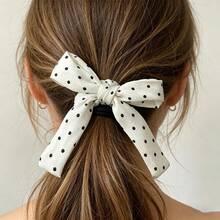 2 piezas Scrunchies para el cabello de mujer con lunares y lazo, lazos de moda minimalistas, accesorios de cabello versátiles adecuados para uso diario, viajes, cumpleaños - Multicolor - Ver 2
