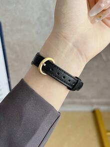 1件女款時尚皮革智慧手錶錶帶，相容於 Redmi Watch 5 Lite/Active、Watch 6、Watch 5，手錶錶帶，相容於 Watch 4，手腕配件，相容於 Mi Band 8pro/9pro - 黑色 - 查看 4