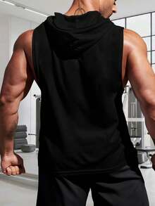 Men's Last Gas Funeral Services Dark Gothic Reaper Skeleton Graphic Sleeveless Hoodie,  Oversized Tank Top, Plus Size Casual & Gym Wear For Men - 黑色 - 查看 2
