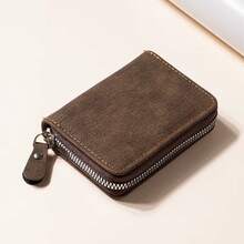 Unisex Vintage Matte Zipper Minimalist Card Holder, Multi-Slot Large Capacity Driver's License Wallet, Men's Portable Short Coin Purse - Multicolor - View 6