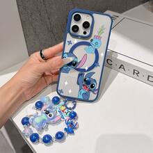 This Disney Stitch Pattern Lanyard Phone Case Features A Super-Strong Magnetic Closure And Full Coverage Of Acrylic And TPU Material. It's Shockproof, Lightweight, And Suitable For IPhone17/16/11/13/15/15 Plus/15 Pro/15 Pro Max/12/14 Pro Max/11 Pro Max/12 Pro/12 Pro Max/13. It's A Popular Birthday Gift, Business Gift, Durable, Stain-Resistant, And Fingerprint-Resistant New Phone Case For Men And Women. It Also Includes A Stitch Phone Case And Stitch Doll Bracelet. Compatible With SamsungGalaxy S20, S21, S22, S23, And S24 Series. It's The Perfect Gift For Friends And Family. This Stylish Phone Case Is Fun, Lightweight, And Durable. IPhone17 Pro Max Phone Case, Angel Phone Case. - 粉色 - 查看 6