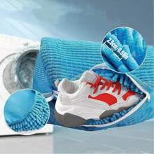 1/2 piezas Nueva bolsa de lavado de zapatos con cremallera YKK, bolsa de lavandería cilíndrica de algodón y poliéster, protección de zapatos contra la deformación durante el lavado - Amarillo - Ver 3