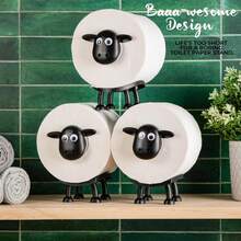 1pc/3pcs Cute Sheep Shaped Toilet Paper Holder - Interesting No-Installation Bathroom Tissue Holder Set - 3D Printed Black Sheep Toilet Paper Rack - Fun Tissue Paper Storage Rack - Adorable Bathroom Decor - Multicolor - View 4