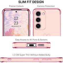 适用于三星 Galaxy A56、A55 5G、A54 5G、A36、A35 5G、A34 5G、A26 5G、A25、A16 5G、A15 5G、A15 4G、A14 5G 的奢华镀金心形摄像头保护壳，男女通用设计，也适用于 Galaxy S26 Ultra、S24、S25 FE、S23、S22、S21 Plus。 - 粉色 - 查看 6
