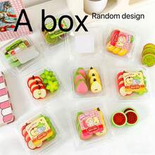 1 Box/Pack Fruit-Shaped Erasers, Carefully Designed Fresh Fruit Slices, Realistic And Cute, Say Goodbye To Dull Stationery, Neat And Hygienic, Stain-Resistant, Easy To Store And Transport, Perfect For Students' Daily Study And Office Use, Also A Great Small Gift For Parties, Holidays And Reward Activities - Multicolor - View 7
