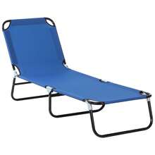 Espreguiçadeira/cadeira de praia com encosto ajustável, em aço, azul, 188 x 56 x 28 cm, ideal para jardim e varanda. - Azul - Ver 8