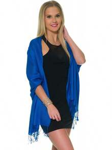 Shawls And Wraps Evening Dresses, Large Soft  Wedding Shawl - 寶藍色 - 查看 3