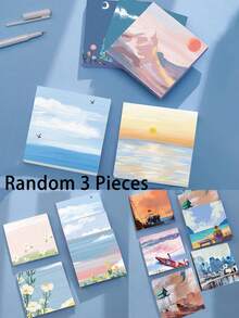 90pcs (3 Books) Cute Landscape, Figure, Floral Creative Square Sticky Notes, Reminder Labels, Self-Adhesive Notes - Suitable For School, Office And Home Reminders, Small Gifts, School Supplies, Back To School - Multicolor - View 11