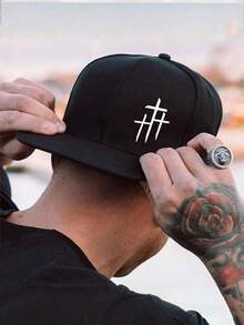 1 pezzo/2 pezzi Set di cappellino da baseball con stampa a croce e borsa a tracolla, stile streetwear, moda, cappellino con visiera piatta e borsa a spalla per sport all'aperto, regolabile, regalo per amici e anniversari - Multicolore - Visualizzare 3