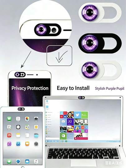 Shiny Purple Starry Iris Camera Cover, Suitable For Phones, Laptops, Tablets, Anti-Peeping Privacy Protection