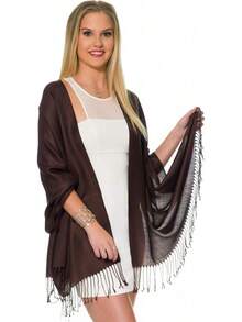 Shawls And Wraps Evening Dresses, Large Soft  Wedding Shawl - 棕色 - 查看 5