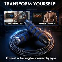 Premium 3M Adjustable Blue Steel Wire Jump Rope For Aerobic Exercise Cardio Training And Slim Body Tangle-Free 360 Ball Bearing Rapid Speed Cable Home Gym Workout Equipment Travel Essential For Men Women Adults - Blue - View 6