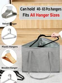 1pc Non-Woven Fabric Triangular Hanger Storage Bag, With Bottom Support Pad, Sturdy , Can Hold Up To 40 Hangers Of Different Sizes, Suitable For Wardrobe, Drying Rack, And Home Storage - Multicolor - View 6