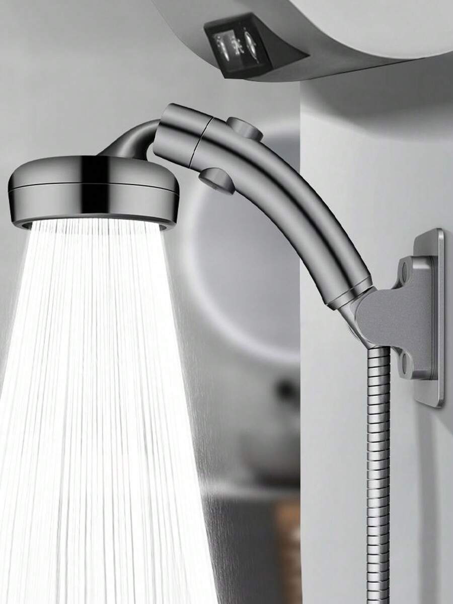 Handheld Shower Head With Filter, Adjustable Curved High Pressure Shower Head With Pause Switch, Water-Saving Bathroom Accessory - Bent Shower Head - View 1