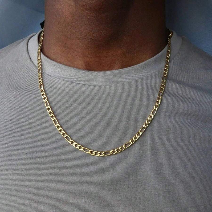 1pc Classic Stainless Steel Figaro Chain Necklaces For Men - Necklace - View 1