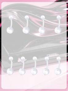 Piercing de Umbigo para Gravidez 14G para Mulheres, Pino de Umbigo Transparente de Bioplástico Ajustável, 10mm-38mm - Transparente - Visão 15