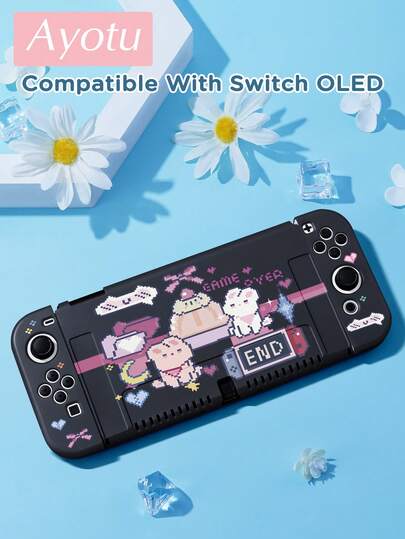 Ayotu Ốp bảo vệ máy chơi game Switch hình thỏ, bánh ngọt, phù hợp với Switch 2 (2025)/Switch NS/Switch OLED, có thể sử dụng trên đế sạc mà không cần tháo ốp, vỏ bảo vệ tay cầm chơi game đa năng, phụ kiện chơi game Switch, chống rơi và chống trầy xước, quà tặng mùa xuân lãng mạn/quà tặng tựu trường/quà tặng ngày Valentine.