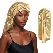 Long Satin Sleep Cap, Women's Sleep Hat, Adjustable Satin Sleep Cap, Suitable For Braids And Curly Hair, Plus Size Satin Sleep Cap, Hair Accessories - A - View 9