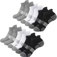 男士透气网眼运动袜，3/6/12/24/30双装，吸湿排汗，防滑，黑/白/灰 - 彩色 - 查看 17