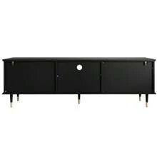 TV Unit With Open Compartments And Drawers, Textured Lacquered Surface, Soft-Close Hinges. - Black - View 10