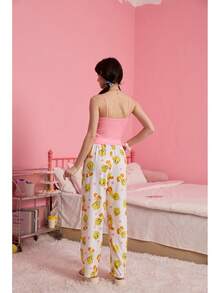 OBM Sleepwear X LOONEY TUNES 两件套女士睡衣：粉色吊带睡裙 + 印花家居裤 - 彩色 - 查看 8