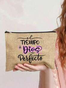 Juego de bolso de lona de lino de fe cristiana, bolso de hombro impreso con el verso religioso en español "El tiempo de Dios es perfecto", bolso de gran capacidad casual, bolso de compras con verso inspiracional, bolso de mano y bolsa de cosméticos, bolso para uso diario, viajes, trabajo y escuela para damas, regalo único para cumpleaños, festividades, día de la madre, vacaciones, boda y regreso a clases - Multicolor - Ver 11
