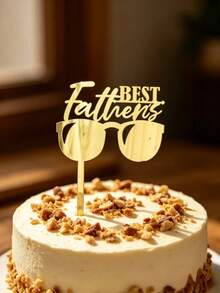 3pcs Gold Acrylic Cake Toppers, Happy Father's Day Cake Decor, Party Decorations - StyleF - View 3