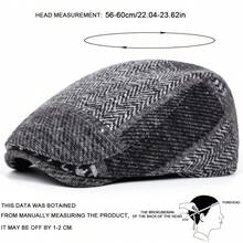 1pc Classic Patchwork Wool Ivy Newsboy Cap, Unisex Adjustable Hat, Daily Casual & Retro Wear - XY - View 4