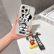 This Disney Mickey Mouse Pattern Lanyard Phone Case Features A Strong Magnetic Closure And Full Coverage Of Acrylic And TPU Material. It's Shockproof, Lightweight, And Suitable For IPhone17/16/11/13/15/15 Plus/15 Pro/15 Pro Max/12/14 Pro Max/11 Pro Max/12 Pro/12 Pro Max/13. It's A Popular Birthday Gift, Business Gift, Durable, Stain-Resistant, And Fingerprint-Resistant New Phone Case For Men And Women. It Also Includes A Mickey Mouse Phone Case And Mickey Mouse Doll Bracelet. Compatible With SamsungGalaxy S20, S21, S22, S23, And S24 Series. It's The Perfect Gift For Friends And Family. This Stylish Phone Case Is Fun, Lightweight, And Durable. IPhone17 Pro Max Phone Case, Minnie Phone Case. - màu đen - Xem 6