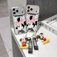 This Disney Mickey Mouse Pattern Lanyard Phone Case Features A Strong Magnetic Closure And Full Coverage Of Acrylic And TPU Material. It's Shockproof, Lightweight, And Suitable For IPhone17/16/11/13/15/15 Plus/15 Pro/15 Pro Max/12/14 Pro Max/11 Pro Max/12 Pro/12 Pro Max/13. It's A Popular Birthday Gift, Business Gift, Durable, Stain-Resistant, And Fingerprint-Resistant New Phone Case For Men And Women. It Also Includes A Mickey Mouse Phone Case And Mickey Mouse Doll Bracelet. Compatible With SamsungGalaxy S20, S21, S22, S23, And S24 Series. It's The Perfect Gift For Friends And Family. This Stylish Phone Case Is Fun, Lightweight, And Durable. IPhone17 Pro Max Phone Case, Minnie Phone Case. - Hồng - Xem 3