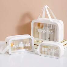 1pc/3pcs Makeup Bag, PU Material, Waterproof, Large Capacity, Portable, Travel Toiletry Bag, Matte Finish, Transparent Cosmetic Pouch - Multicolor - View 6
