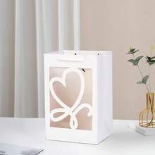 25*35*15cm 4/12 Multi-Color Thickened Handbag, Gift Bag With Heart & Letter Design, Transparent Window, Flower & Gift Packaging Bag - View 5