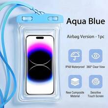 Funda de teléfono impermeable inflable, funda de teléfono impermeable universal, funda de teléfono impermeable inflable, funda de teléfono impermeable para natación y buceo, bolsa impermeable para teléfono de playa, funda impermeable para teléfono, balsa, buceo, bolsa impermeable para natación, funda impermeable de PVC universal para teléfono, cubierta protectora impermeable para uso bajo el agua, adecuada para natación, balsa y otras actividades acuáticas - A - Ver 2