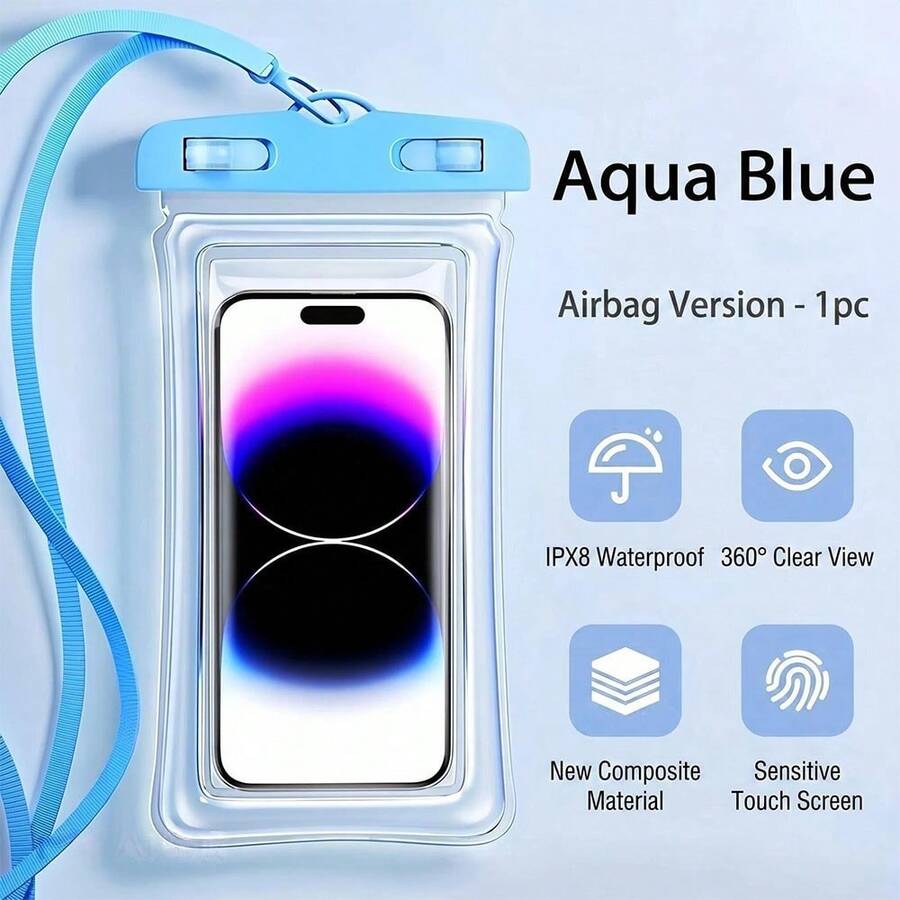 Funda de teléfono impermeable inflable, funda de teléfono impermeable universal, funda de teléfono impermeable inflable, funda de teléfono impermeable para natación y buceo, bolsa impermeable para teléfono de playa, funda impermeable para teléfono, balsa, buceo, bolsa impermeable para natación, funda impermeable de PVC universal para teléfono, cubierta protectora impermeable para uso bajo el agua, adecuada para natación, balsa y otras actividades acuáticas