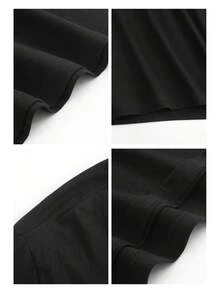 Elegante Camiseta Diaria para Mujer con Frase Divertida sobre Pescado Frito, Camiseta Chic de Moda - Negro - Ver 5