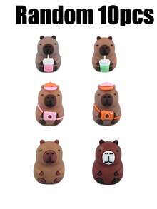 10/6/1 pieza Sacapuntas con forma de capibara lindo, sacapuntas de capibara de anime, artículos de papelería para estudiantes, suministros de aprendizaje para niños, regalo de cumpleaños, muy vendido - Multicolor - Ver 8