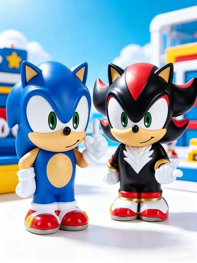 Sega 1个索尼克官方授权存钱罐，采用索尼克和夏特Q版角色设计，耐用PVC材质，带可拆卸塞子，可用于储蓄和桌面装饰，是索尼克粉丝的理想收藏礼物。