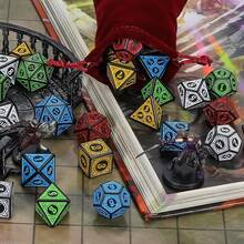 26 Set Dadu Poliedral D&D (Total 182 buah), Dadu Ukir 7 Warna dengan Tas Serut Besar, Cocok untuk D&D, Permainan Meja RPG, MTG, Pathfinder, dan Permainan Kartu. - MultiWarna - View 11
