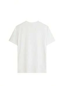 1 pcsCamiseta de mujer de manga corta, cuello redondo, 100% algodón, holgada, de estilo casual y versátil con estampado moderno.180g 100% Cotton - Blanco-1 - Ver 4