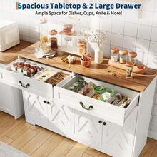 2 Doors & Drawer, Kitchen Storage Buffet Sideboard, Modern Farmhouse Coffee Bar Cabinet - Rojo y blanco - Ver 7